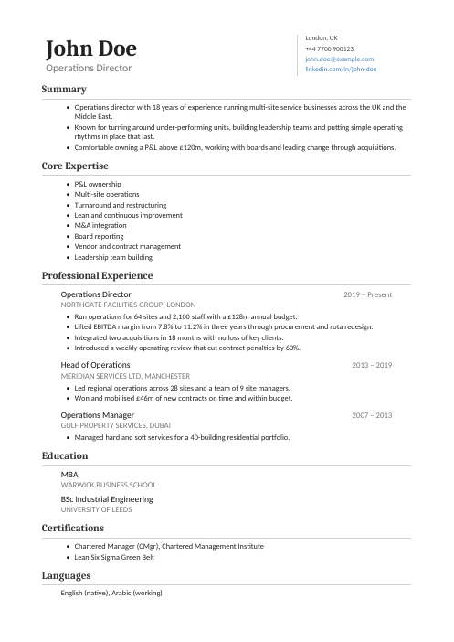 Classic CV template